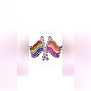 1 Subtle LGBT+ Pride Metal & Enamel Double Flag Shaped Pin